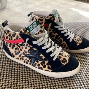 Golden Goose Superstar Leopard Black Star Sneakers Size 37